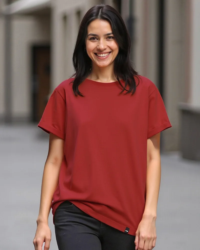 بيواكوف Women's Brick Red Boyfriend T-shirt